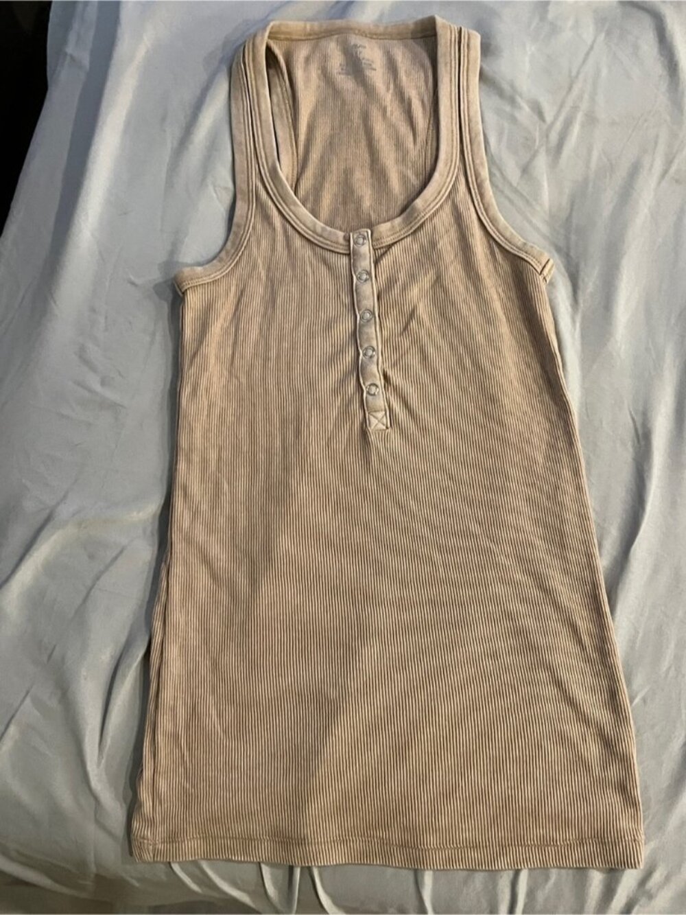 Henley Tank Top - Light Beige